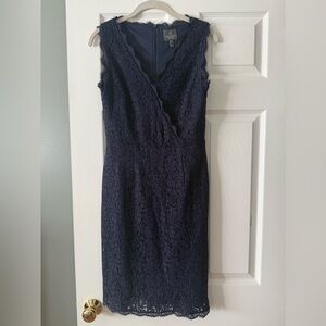 Adrianna Papell Navy Lace Midi Dress
